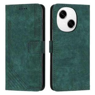 For Tecno Spark Go 1 Skin Feel Stripe Pattern Leather Phone Case(Green)