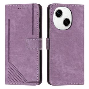 For Tecno Spark Go 1 Skin Feel Stripe Pattern Leather Phone Case(Purple)