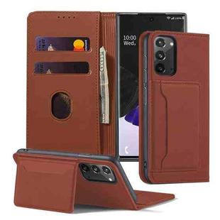 For Samsung Galaxy Note20 Ultra 5G Strong Magnetism Shockproof Horizontal Flip Liquid Feel Leather Case with Holder & Card Slots & Wallet(Brown)