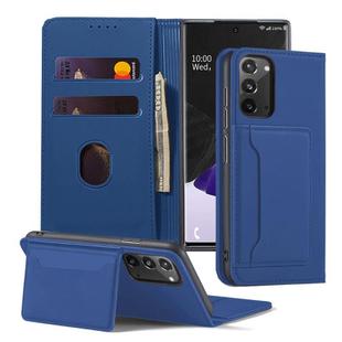 For Samsung Galaxy Note20 Ultra 5G Strong Magnetism Shockproof Horizontal Flip Liquid Feel Leather Case with Holder & Card Slots & Wallet(Blue)