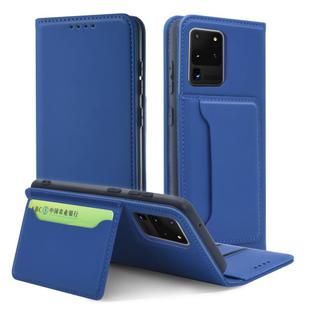 For Samsung Galaxy S20 Ultra 5G Strong Magnetism Shockproof Horizontal Flip Liquid Feel Leather Case with Holder & Card Slots & Wallet(Blue)