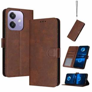 For OPPO A3x Solid Calf Texture Flip Leather Phone Case(Brown)