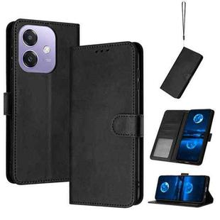 For OPPO A3x Solid Calf Texture Flip Leather Phone Case(Black)