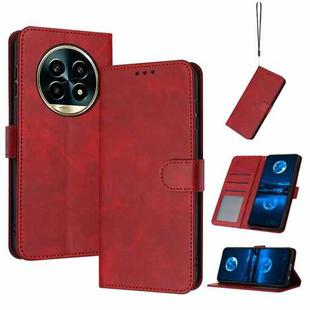 For Realme 13 Pro+ 5G Global Solid Calf Texture Flip Leather Phone Case(Red)