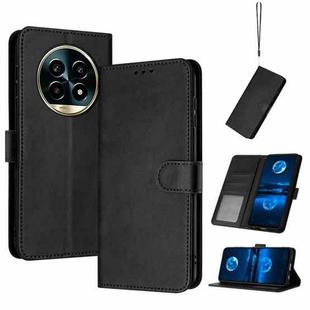 For Realme 13 Pro+ 5G Global Solid Calf Texture Flip Leather Phone Case(Black)