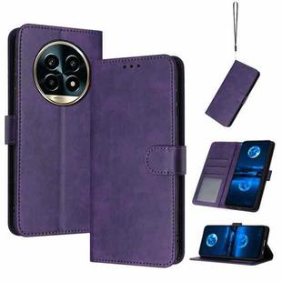 For Realme 13 Pro+ 5G Global Solid Calf Texture Flip Leather Phone Case(Purple)