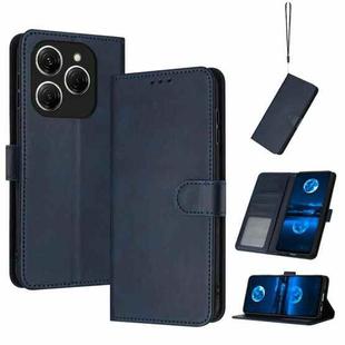 For Tecno Spark 20 Pro 5G Solid Calf Texture Flip Leather Phone Case(Dark Blue)