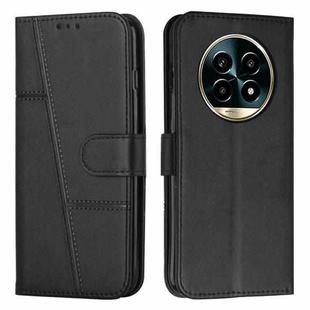 For Realme 13 Pro+ Stitching Calf Texture Buckle Leather Phone Case(Black)