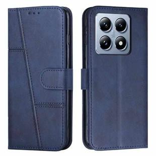 For Xiaomi 14T Stitching Calf Texture Buckle Leather Phone Case(Blue)