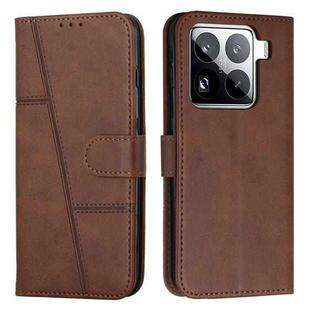For Xiaomi 15 Pro Stitching Calf Texture Buckle Leather Phone Case(Brown)