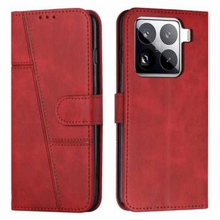 For Xiaomi 15 Pro Stitching Calf Texture Buckle Leather Phone Case(Red)