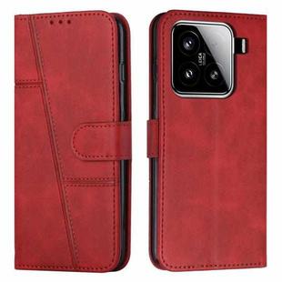For Xiaomi 15 Stitching Calf Texture Buckle Leather Phone Case(Red)