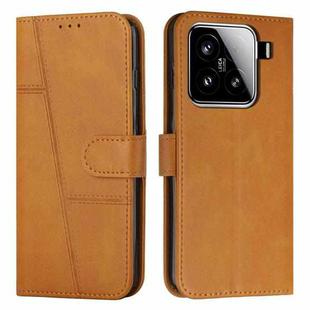 For Xiaomi 15 Stitching Calf Texture Buckle Leather Phone Case(Yellow)