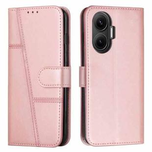 For Xiaomi Poco F7 Stitching Calf Texture Buckle Leather Phone Case(Rose Gold)