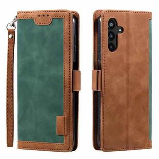 For Samsung Galaxy S25+ 5G Retro Splicing Horizontal Flip Leather Phone Case(Green)