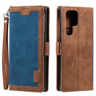 For Samsung Galaxy S25 Ultra 5G Retro Splicing Horizontal Flip Leather Phone Case(Blue)