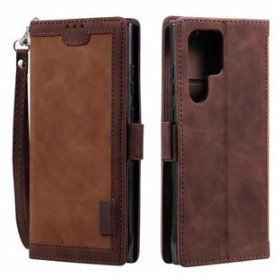 For Samsung Galaxy S25 Ultra 5G Retro Splicing Horizontal Flip Leather Phone Case(Brown)