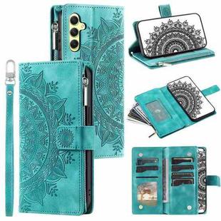 For Samsung Galaxy S25 5G Multi-Card Totem Zipper Leather Phone Case(Green)