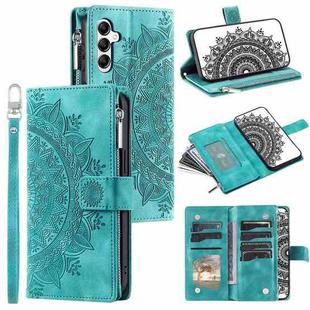 For Samsung Galaxy S25 FE 5G Multi-Card Totem Zipper Leather Phone Case(Green)
