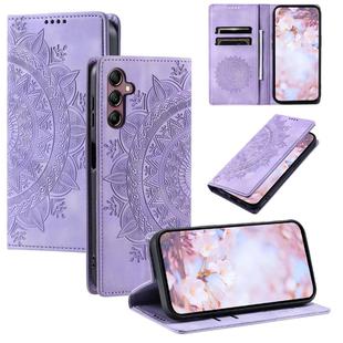 For Samsung Galaxy S25 5G Totem Embossed Magnetic Leather Phone Case(Purple)