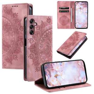 For Samsung Galaxy S25+ 5G Totem Embossed Magnetic Leather Phone Case(Rose Gold)