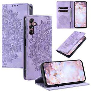 For Samsung Galaxy S25+ 5G Totem Embossed Magnetic Leather Phone Case(Purple)