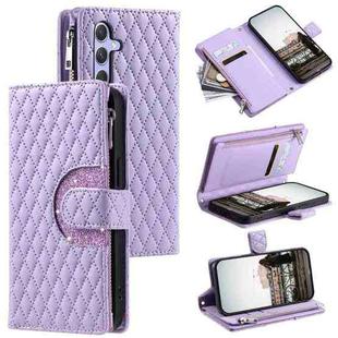 For Samsung Galaxy S25 FE 5G Glitter Lattice Zipper Wallet Leather Phone Case(Purple)