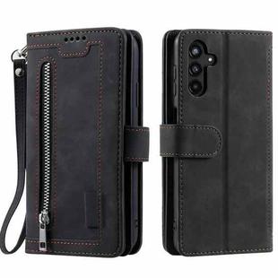 For Samsung Galaxy S25+ 5G Nine Card Zipper Bag Leather Phone Case with Lanyard(Black)