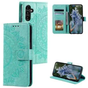 For Samsung Galaxy S25 5G Totem Flower Embossed Leather Phone Case(Green)