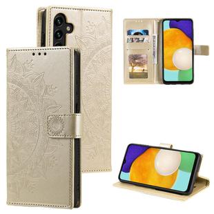 For Samsung Galaxy S25 5G Totem Flower Embossed Leather Phone Case(Gold)