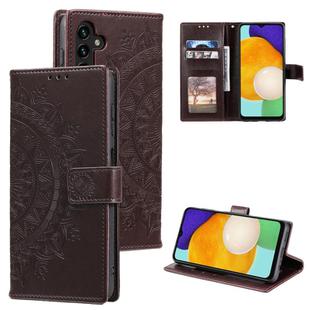 For Samsung Galaxy S25 5G Totem Flower Embossed Leather Phone Case(Brown)
