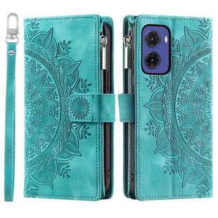 For Motorola Moto G05 Multi-Card Totem Zipper Leather Phone Case(Green)