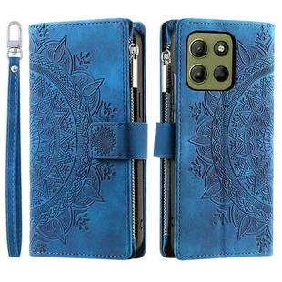 For Motorola Moto G15 Multi-Card Totem Zipper Leather Phone Case(Blue)