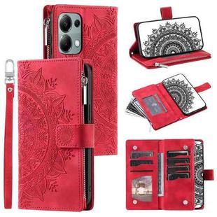 For Motorola Edge 60 Fusion Multi-Card Totem Zipper Leather Phone Case(Red)