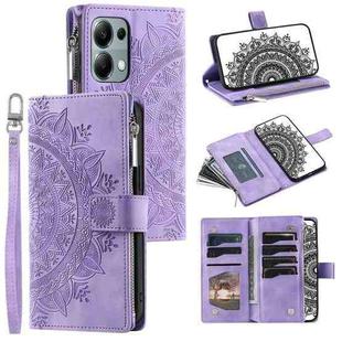 For Motorola Edge 60 Fusion Multi-Card Totem Zipper Leather Phone Case(Purple)