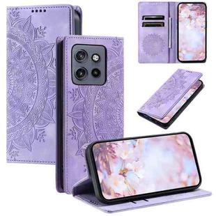 For Motorola Edge 50 Neo Totem Embossed Magnetic Leather Phone Case(Purple)