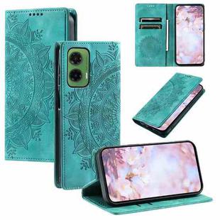 For Motorola Moto G35 Totem Embossed Magnetic Leather Phone Case(Green)