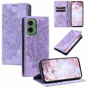 For Motorola Moto G35 Totem Embossed Magnetic Leather Phone Case(Purple)