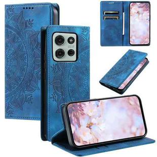 For Motorola Moto G75 5G Totem Embossed Magnetic Leather Phone Case(Blue)