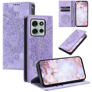 For Motorola Moto G75 5G Totem Embossed Magnetic Leather Phone Case(Purple)