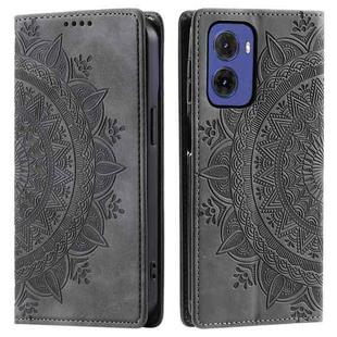 For Motorola Moto G05 Totem Embossed Magnetic Leather Phone Case(Grey)