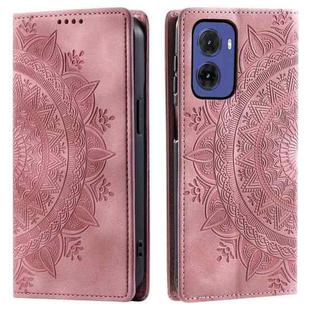 For Motorola Moto G05 Totem Embossed Magnetic Leather Phone Case(Rose Gold)