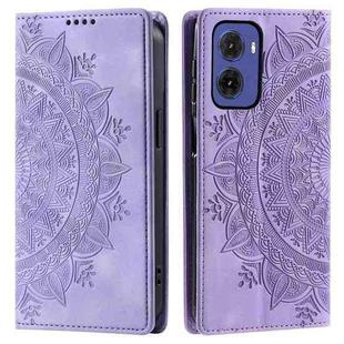 For Motorola Moto G05 Totem Embossed Magnetic Leather Phone Case(Purple)