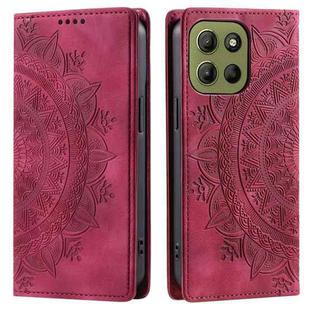 For Motorola Moto G15 Totem Embossed Magnetic Leather Phone Case(Red)