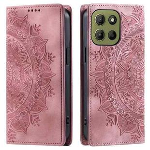 For Motorola Moto G15 Totem Embossed Magnetic Leather Phone Case(Rose Gold)