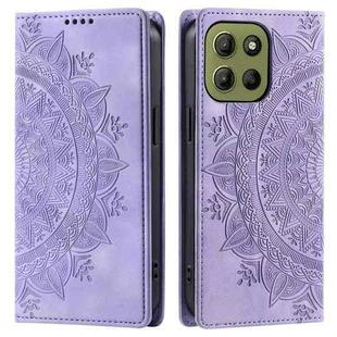 For Motorola Moto G15 Totem Embossed Magnetic Leather Phone Case(Purple)