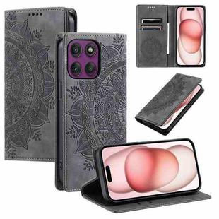 For Motorola Edge 60 Pro Totem Embossed Magnetic Leather Phone Case(Grey)