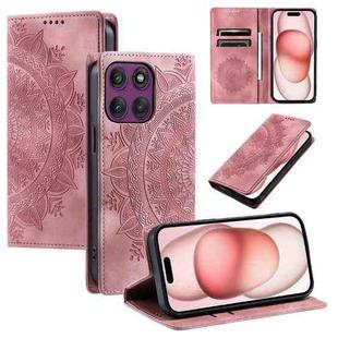 For Motorola Edge 60 Pro Totem Embossed Magnetic Leather Phone Case(Rose Gold)