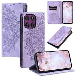 For Motorola Edge 60 Pro Totem Embossed Magnetic Leather Phone Case(Purple)