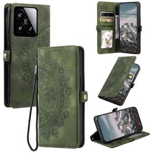 For Xiaomi 15 Skin Feel Totem Embossed Leather Phone Case(Deep Green)